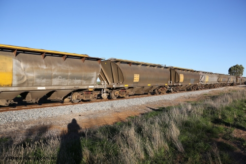 130703 0277
Kaldow, HAN type bogie grain hopper waggon HAN 50, one of sixty eight units built by South Australian Railways Islington Workshops between 1969 and 1973 as the HAN type for the Eyre Peninsula system.
Keywords: HAN-type;HAN50;1969-73/68-50;SAR-Islington-WS;