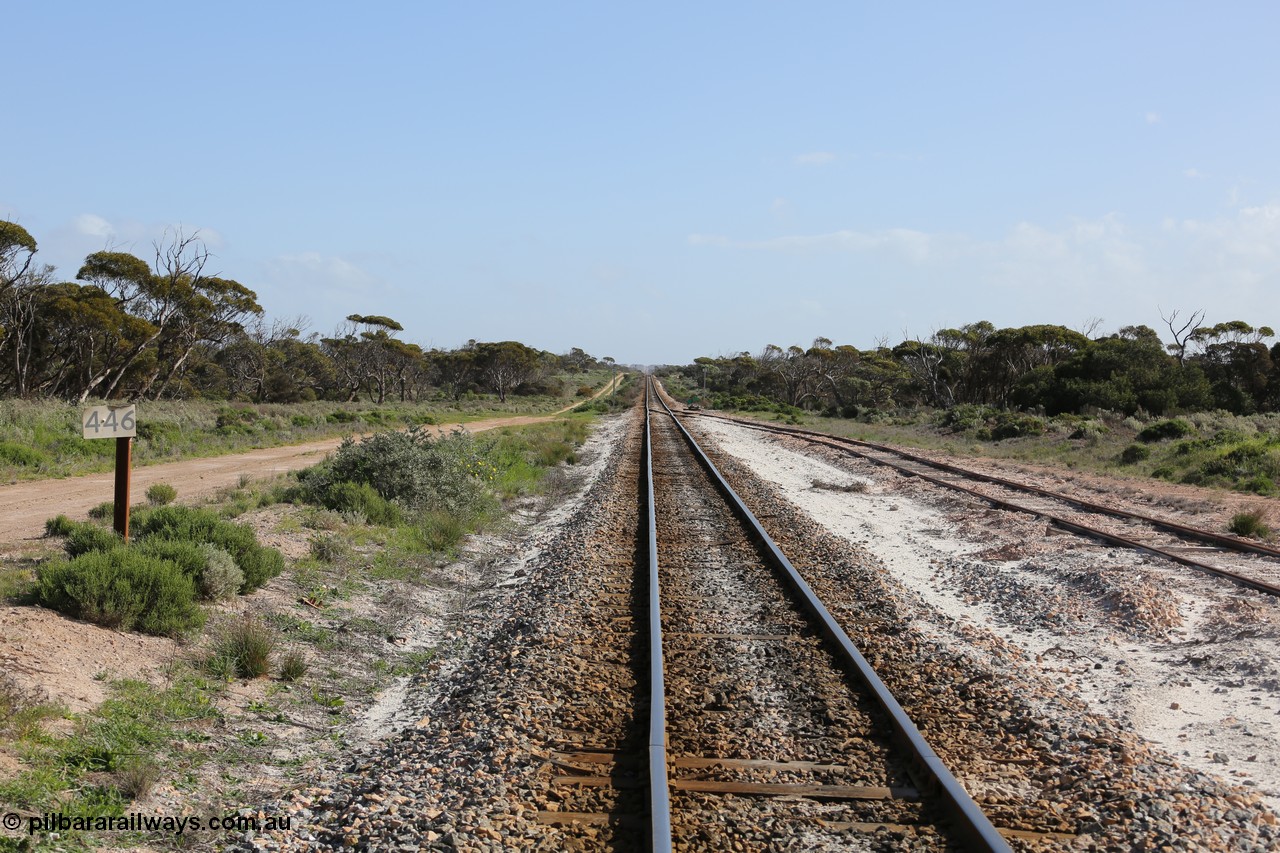 130704 0495
Moule, looking west towards Charra and Kevin at the 446 km, with the crossing loop on the right. [url=https://goo.gl/maps/ZcoqcCimSx8bMwdq5]Location here[/url], 4th July 2013.
