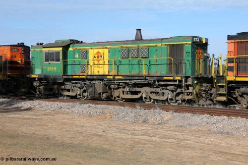 130704 0381
Kyancutta, former Australian National narrow gauge 830 class locomotive 873, an AE Goodwin built ALCo DL531 model with serial G3422-3 built new for the SAR in 1966 and delivered new to Port Lincoln in April 1966 with decals for current owner Genesee & Wyoming, it has spent it's whole working life on the Eyre Peninsula. July 4, 2006.
Keywords: 830-class;873;AE-Goodwin;ALCo;DL531;G3422-3;