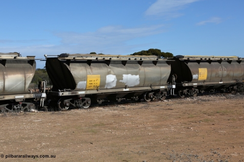 130704 0459
Kyancutta, HAN type bogie grain hopper waggon HAN 10, one of sixty eight units built by South Australian Railways Islington Workshops between 1969 and 1973 as the HAN type for the Eyre Peninsula system.
Keywords: HAN-type;HAN10;1969-73/68-10;SAR-Islington-WS;