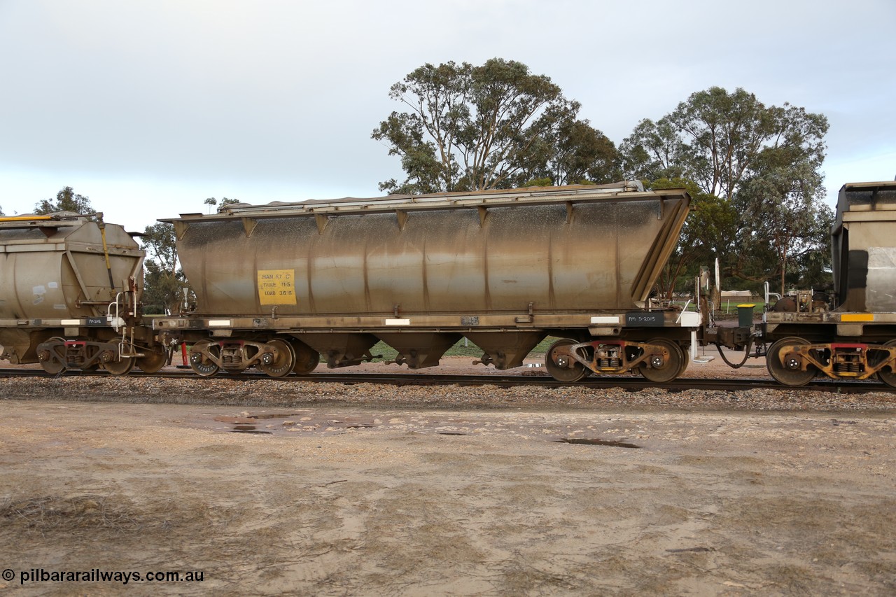 130705 0561
Lock, HAN type bogie grain hopper waggon HAN 67, one of sixty eight units built by South Australian Railways Islington Workshops between 1969 and 1973 as the HAN type for the Eyre Peninsula system. 5th July 2013.
Keywords: HAN-type;HAN67;1969-73/68-67;SAR-Islington-WS;