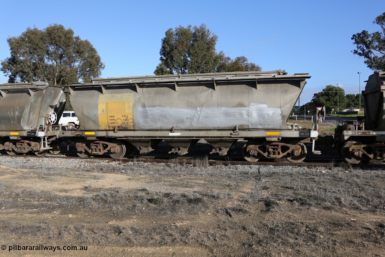 130705 0642
Lock, HAN type bogie grain hopper waggon HAN 68, one of sixty eight units built by South Australian Railways Islington Workshops between 1969 and 1973 as the HAN type for the Eyre Peninsula system.
Keywords: HAN-type;HAN68;1969-73/68-68;SAR-Islington-WS;