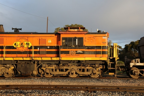 130705 0530
Lock, cab view of Genesee & Wyoming locomotive AE Goodwin ALCo model DL531 unit 859 'City of Port Lincoln' serial 84705, built in 1963, 859 started life at Peterborough, spent some years in Tasmania and even spent time in Perth on standard gauge in 2002 before being repainted and transferred to the Eyre Peninsula system in 2003. 5th of July 2013.
Keywords: 830-class;859;AE-Goodwin;ALCo;DL531;84705;