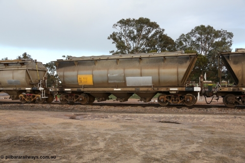 130705 0567
Lock, HAN type bogie grain hopper waggon HAN 65, one of sixty eight units built by South Australian Railways Islington Workshops between 1969 and 1973 as the HAN type for the Eyre Peninsula system. 5th July 2013.
Keywords: HAN-type;HAN65;1969-73/68-65;SAR-Islington-WS;