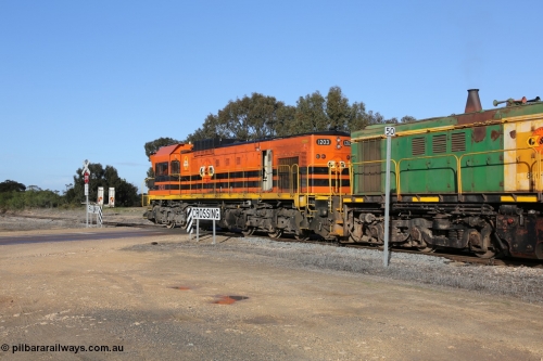 130705 0624
Lock, with loading finished, 1203 leads 846, 859 and the final portion along goods siding #1 as it prepares to shunt back onto the loaded portion on the mainline for departure to Port Lincoln.
Keywords: 1200-class;1203;Clyde-Engineering-Granville-NSW;EMD;G12C;65-427;A-class;A1513;