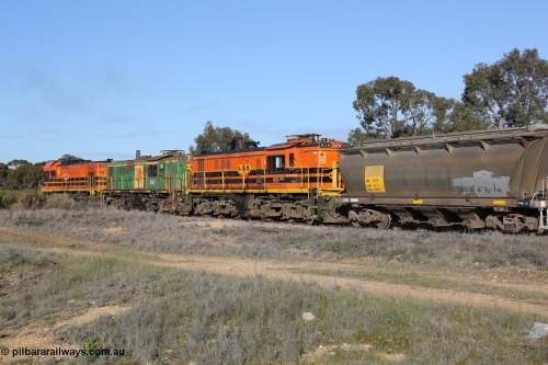 130705 0650
Lock, 1203, 846 and 859 shunt back into the yard with the second loaded portion, HAN type bogie grain hopper waggon HAN 59, one of sixty eight units built by South Australian Railways Islington Workshops between 1969 and 1973 as the HAN type for the Eyre Peninsula system.
Keywords: HAN-type;HAN59;1969-73/68-59;SAR-Islington-WS;