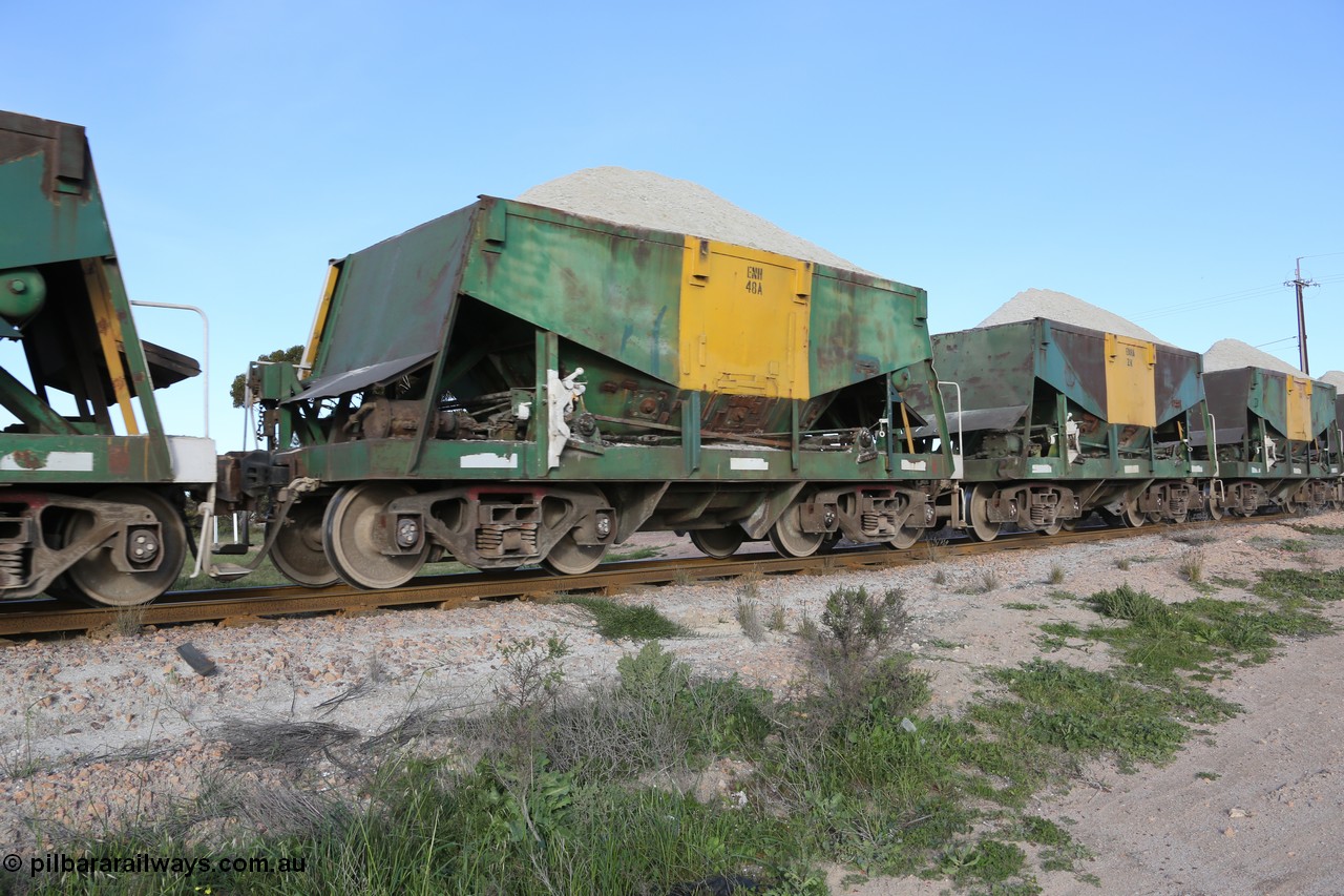 130708 0858
Penong Junction, originally an Kinki Sharyo built NH type for the NAR now coded ENH type ENH 48 A, without hungry boards loaded with gypsum [url=https://goo.gl/maps/45FyW] located at the 429.7 km[url].
Keywords: ENH-type;ENH48;Kinki-Sharyo-Japan;NH-type;NH948;