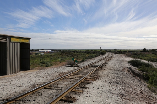 130708 0707
Penong Junction, location opened in February 1966, located at the 429.7 km, looking north, line curving to the left is the Kevin - Penong line, while the Port Lincoln line curves to the right.
