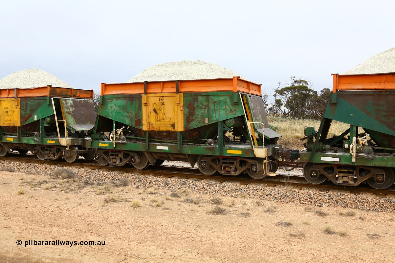 161109 1925
Moule, originally built by Kinki Sharyo as the NH type for the NAR in 1968, sent to Port Lincoln in 1978, then rebuilt and recoded ENH type in 1984, ENH 19 with hungry boards loaded with gypsum.
Keywords: ENH-type;ENH19;Kinki-Sharyo-Japan;NH-type;