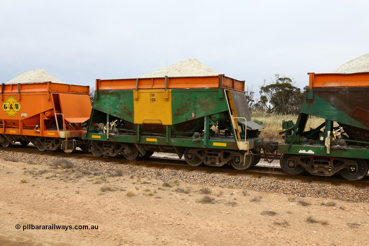 161109 1934
Moule, originally built by Kinki Sharyo as the NH type for the NAR in 1968, sent to Port Lincoln in 1978, then rebuilt and recoded ENH type in 1984, ENH 56 with hungry boards loaded with gypsum.
Keywords: ENH-type;ENH56;Kinki-Sharyo-Japan;NH-type;