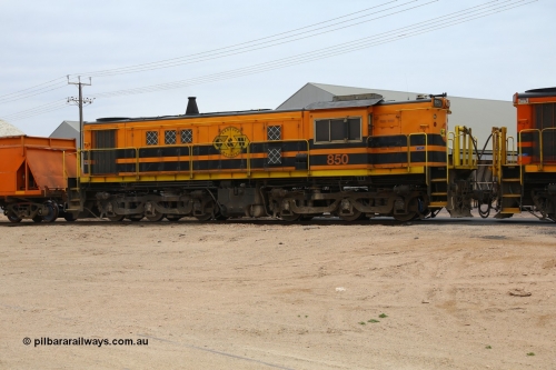 161109 1975
Thevenard, train 4DD4 rumbles across Bergmann Drive as the forth unit Genesee & Wyoming locomotive AE Goodwin ALCo model DL531 unit 850 serial 84136, built in 1962, 850 has been based on the Eyre Peninsula system all its operating life.
Keywords: 830-class;850;AE-Goodwin;ALCo;DL531;84136;