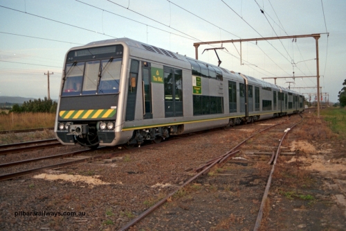 129-1-03
Nar Nar Goon, 4D (Double Deck Development and Demonstration), double deck suburban electric set, testing phase. The set was built by Goninan NSW in December 1991 as a 'Tamgara' model.
Keywords: 4D;Double-Deck-Development-Demonstration-train;Goninan-NSW;Tangara;