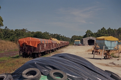 129-2-36
Buffalo, view of Pivot unloading area and shed, super phosphate waggons in loop.

