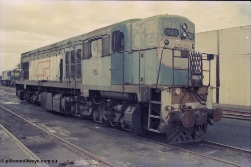 135-03
Ipswich yard, narrow gauge Comeng Qld built (under contract for Clyde Engineering) EMD model GL22C, Queensland Rail's 1502 class unit 1523, in 2005 1523 was rebuilt and now operated by FCAB in Chile as their 1455. In the background is QR English Electric built model RSE92C 1620 class leader 1620.
Keywords: 1502-class;1523;Comeng-Qld;EMD;GL22C;68-647;
