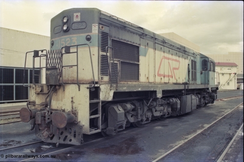 135-04
Ipswich yard, narrow gauge Comeng Qld built (under contract for Clyde Engineering) EMD model GL22C, Queensland Rail's 1502 class unit 1523, in 2005 1523 was rebuilt and now operated by FCAB in Chile as their 1455.
Keywords: 1502-class;1523;Comeng-Qld;EMD;GL22C;68-647;