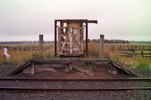150-21
Lismore, cattle load ramp and platform, front elevation view, yards behind.
