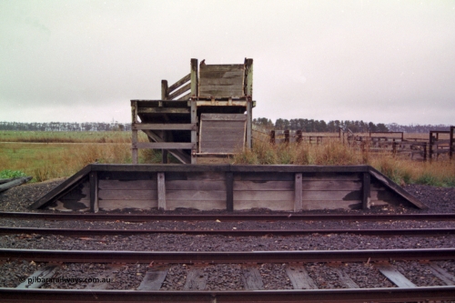 150-22
Lismore, sheep loading race and platform, front elevation view, yards to the right rear, cattle ramp on the right.
