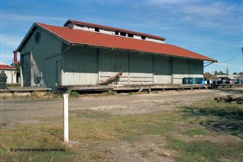 153-2-24
Beaufort goods shed, view from road side, station building and platform behind it.
