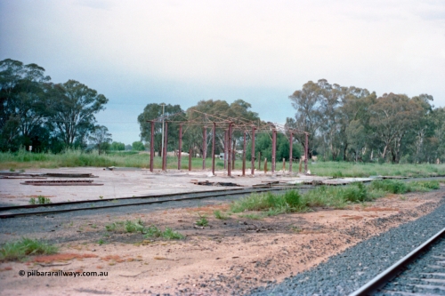 161-15
Yarroweyah, dismantled super phosphate shed frame, taken from mainline.
