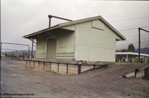 181-03
Trafalgar yard, loading platform and goods shed, point lever and locking bar just visible on edge of frame.
