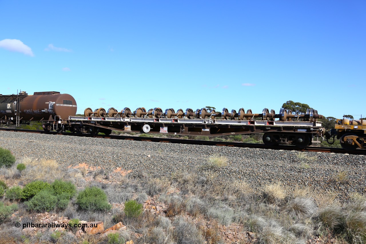 161111 2466
Binduli, Kalgoorlie Freighter train 5025, waggon AQWY 30329 with wheel set carriers. Waggon was originally built by Tomlinson Steel WA WFX type container waggon in a batch of one hundred and sixty one in 1970, later recoded to WQCX.
Keywords: AQWY-type;AQWY30329;Tomlinson-Steel-WA;WFX-type;