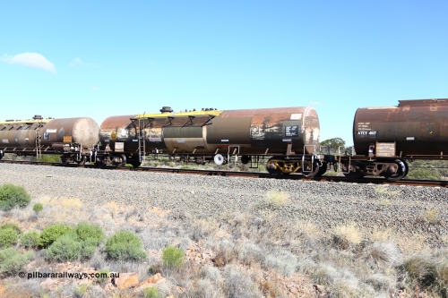 161111 2475
Binduli, Kalgoorlie Freighter train 5025, diesel fuel tank waggon ATEY 4725, BP Oil service, ex Ampol, other codes include ex NSW NTAF, WTEF and WTEY.
Keywords: ATEY-type;ATEY4725;NTAF-type;WTEF-type;WTEY-type;