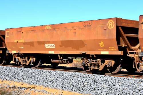 240328 2824
WOE type iron ore waggon WOE 33681 is from a batch of two hundred and twenty seven built by UGL Rail WA between from 08-2011 and 02-2012 of the current style of 82.5 tonne load capacity WOE class waggons with fleet number 7092, in Mineral Resources traffic 5040 empty Mount Walton iron ore train. March 28, 2024.
Keywords: WOE-type;WOE33681;UGL-Rail-WA;R0067-093;