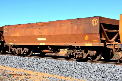 240328 2838
WOE type iron ore waggon WOE 33539 is one of a batch of one hundred and twenty eight built by United Group Rail WA between August 2008 and March 2009 with serial number 950211-079 and fleet number 9032, in Mineral Resources traffic 5040 empty Mount Walton iron ore train. March 28, 2024.
Keywords: WOE-type;WOE33539;United-Group-Rail-WA;950211-079;