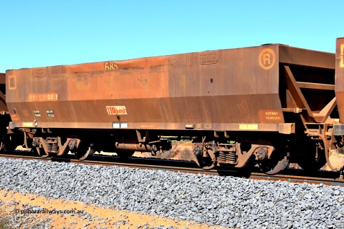 240328 2842
WOE type iron ore waggon WOE 31100 is one of a batch of one hundred and thirty built by Goninan WA between March and August 2001 with serial number 950092-090 and fleet number 685, in Mineral Resources traffic 5040 empty Mount Walton iron ore train. March 28, 2024.
Keywords: WOE-type;WOE31100;Goninan-WA;950092-090;
