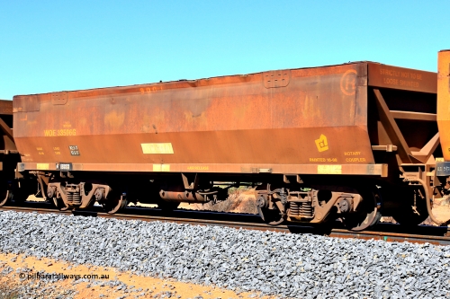 240328 2846
WOE type iron ore waggon WOE 33506 is one of a batch of one hundred and twenty eight built by United Group Rail WA between August 2008 and March 2009 with serial number 950211-046 and fleet number 9001, in Mineral Resources traffic 5040 empty Mount Walton iron ore train. March 28, 2024.
Keywords: WOE-type;WOE33506;United-Group-Rail-WA;950211-046;