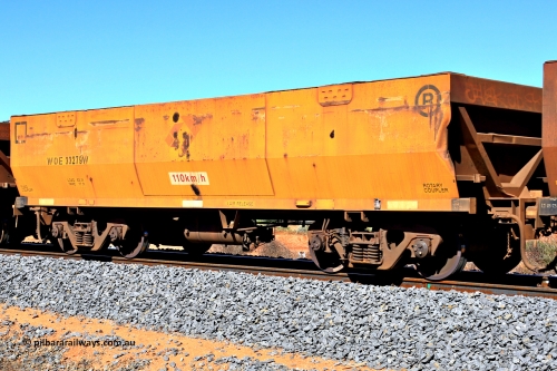 240328 2848
WOE type iron ore waggon WOE 33279 is one of a batch of thirty five built by Goninan WA between January and April 2005 with serial number 950104-019 and had fleet number 778 before the Aurizon yellow painted sides and logo. WOE 33279 was the final of this batch to have the Goninan plate, the following had United Goninan plates. In Mineral Resources traffic 5040 empty Mount Walton iron ore train. March 28, 2024.
Keywords: WOE-type;WOE33279;Goninan-WA;950104-019;