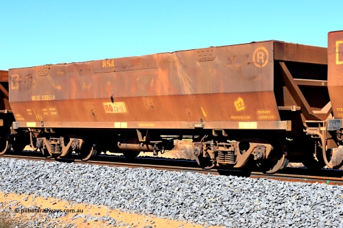 240328 2860
WOE type iron ore waggon WOE 33355 is one of a batch of one hundred and forty one built by United Goninan WA between November 2005 and April 2006 with serial number 950142-060 and fleet number 854, in Mineral Resources traffic 5040 empty Mount Walton iron ore train. March 28, 2024.
Keywords: WOE-type;WOE33355;United-Goninan-WA;950142-060;