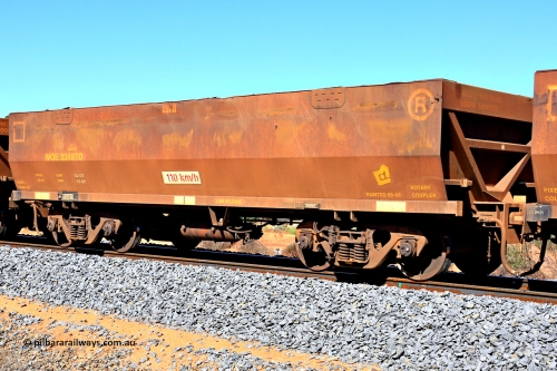 240328 2873
WOE type iron ore waggon WOE 33487 is one of a batch of one hundred and twenty eight built by United Group Rail WA between August 2008 and March 2009 with serial number 950211-027 and fleet number 8980, in Mineral Resources traffic 5040 empty Mount Walton iron ore train. March 28, 2024.
Keywords: WOE-type;WOE33487;United-Group-Rail-WA;950211-027;