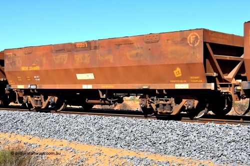 240328 2901
WOE type iron ore waggon WOE 33489 is one of a batch of one hundred and twenty eight built by United Group Rail WA between August 2008 and March 2009 with serial number 950211-029 and fleet number 8991, in Mineral Resources traffic 5040 empty Mount Walton iron ore train. March 28, 2024.
Keywords: WOE-type;WOE33489;United-Group-Rail-WA;950211-029;