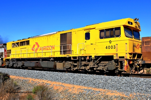 240328 2905
Feysville, Mineral Resources empty Mount Walton iron ore train 5040 with mid-train unit Q class Q 4003 a Clyde Engineering built EMD GT46C model with serial number 97-1456, the nineteen members of the Q class were built for Westrail between 1997 and 1998 and originally numbered Q 301 to 319 with Q 303 becoming Q 4003. March 28, 2024.
Keywords: Q-class;Q4003;Clyde-Engineering-Forrestfield-WA;EMD;GT46C;97-1456;Q303;