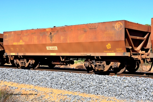 240328 2920
WOE type iron ore waggon WOE 33561 is one of a batch of one hundred and twenty eight built by United Group Rail WA between August 2008 and March 2009 with serial number 950211-101 and fleet number 9051, in Mineral Resources traffic 5040 empty Mount Walton iron ore train. March 28, 2024.
Keywords: WOE-type;WOE33561;United-Group-Rail-WA;950211-101;