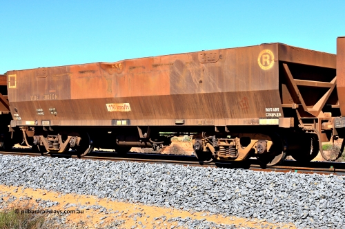 240328 2952
WOE type iron ore waggon WOE 31070 is one of a batch of one hundred and thirty built by Goninan WA between March and August 2001 with serial number 950092-060 and fleet number 656, in Mineral Resources traffic 5040 empty Mount Walton iron ore train. March 28, 2024.
Keywords: WOE-type;WOE31070;Goninan-WA;950092-060;