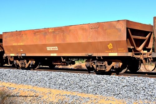 240328 2953
WOE type iron ore waggon WOE 33596 is from a batch of two hundred and twenty seven built by UGL Rail WA between from 08-2011 and 02-2012 of the current style of 82.5 tonne load capacity WOE class waggons with fleet number 7007, in Mineral Resources traffic 5040 empty Mount Walton iron ore train. March 28, 2024.
Keywords: WOE-type;WOE33596;UGL-Rail-WA;R0067-008;