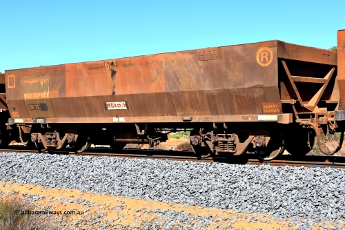 240328 2956
WOE type iron ore waggon WOE 30289 is one of a batch of one hundred and thirty built by Goninan WA between March and August 2001 with serial number 950092-039 and fleet number 631, in Mineral Resources traffic 5040 empty Mount Walton iron ore train. March 28, 2024.
Keywords: WOE-type;WOE30289;Goninan-WA;950092-039;