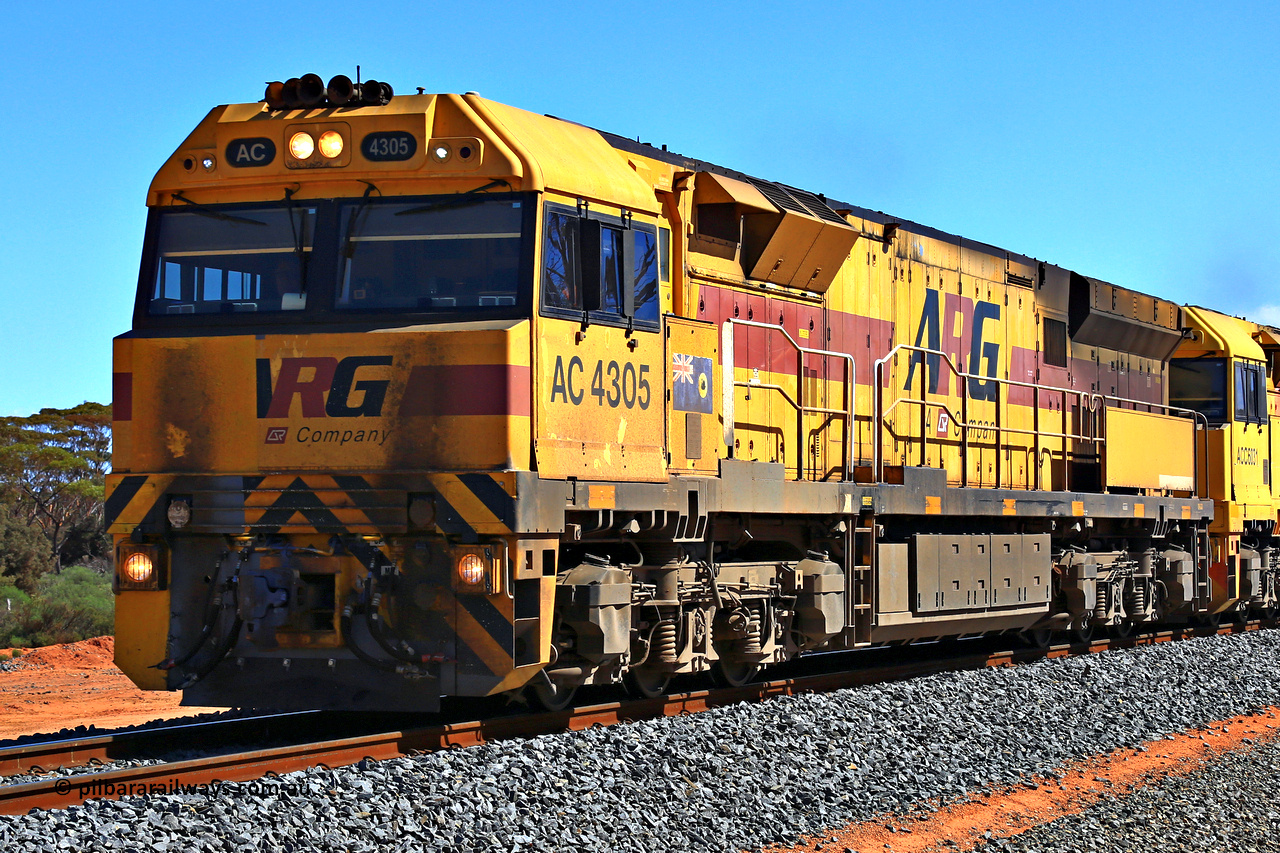 240328 2969
Loaded Koolyanobbing iron ore train 5041 runs south at Hampton with Aurizon's AC class loco AC 4305 with serial number R-0006-04 / 09-376 is a UGL Rail Broadmeadow NSW built GE model C43ACi and still in ARG livery leading an ACC and another AC with 126 waggons of MHLY and MHPY types. 28th of March 2024.
Keywords: AC-class;AC4305;UGL-Rail-Broadmeadow-NSW;GE;C43ACi;R-0006-04/09-376;