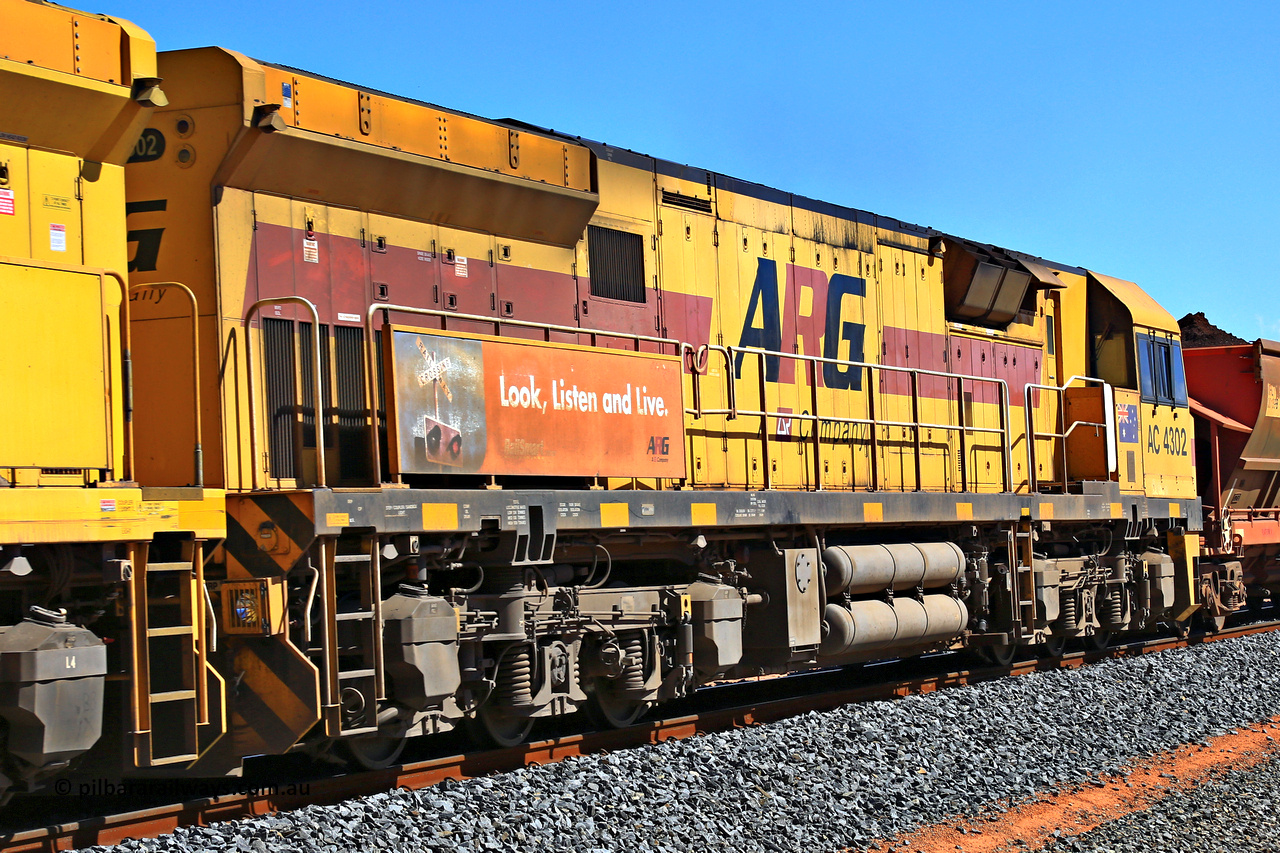 240328 2971
Loaded Koolyanobbing iron ore train 5041 runs south at Hampton with Aurizon's AC class loco AC 4302 with serial number R-0006-04 / 09-373 is a UGL Rail Broadmeadow NSW built GE model C43ACi and still in ARG livery trailing an ACC and another AC with 126 waggons of MHLY and MHPY types. 28th of March 2024.
Keywords: AC-class;AC4302;UGL-Rail-Broadmeadow-NSW;GE;C43ACi;R-0006-04/09-373;