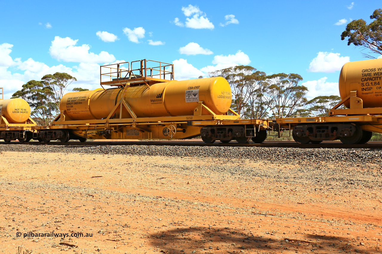 240328 3106
Hampton Ballast Siding, Watco's 5WS4 loaded acid transfer train with 57' DQHY type flat waggon built by CRRC, China in 2022 as a batch of sixty for Watco to carry the CSA acid tanks, DQHY 13036 with CSA-0107 acid tank. March 28, 2024.
Keywords: DQHY-type;DQHY13036;CRRC-China;