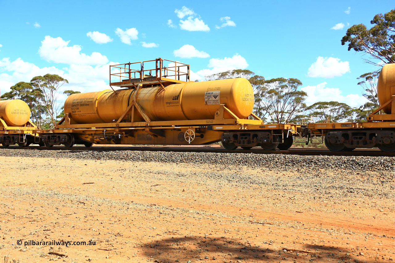 240328 3113
Hampton Ballast Siding, Watco's 5WS4 loaded acid transfer train with 57' DQHY type flat waggon built by CRRC in China for Watco to carry the CSA acid tanks, DQHY 13027 with CSA-0125 acid tank. March 28, 2024.
Keywords: DQHY-type;DQHY13027;CRRC-China;