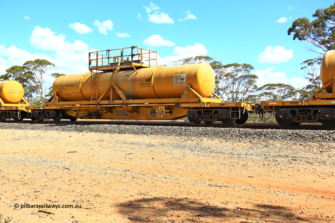 240328 3120
Hampton Ballast Siding, Watco's 5WS4 loaded acid transfer train with 57' DQHY type flat waggon built by CRRC, China in 2022 as a batch of sixty for Watco to carry the CSA acid tanks, DQHY 13023 with CSA-0127 acid tank. March 28, 2024.
Keywords: DQHY-type;DQHY13023;CRRC-China;