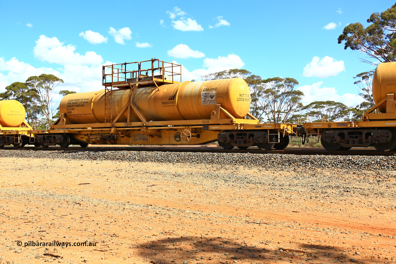 240328 3122
Hampton Ballast Siding, Watco's 5WS4 loaded acid transfer train with 57' DQHY type flat waggon built by CRRC, China in 2022 as a batch of sixty for Watco to carry the CSA acid tanks, DQHY 13017 with CSA-0102 acid tank. March 28, 2024.
Keywords: DQHY-type;DQHY13017;CRRC-China;