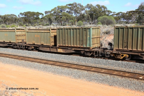 161112 2997
West Kalgoorlie, loaded Malcolm sulphur train 6029, AQNY type waggon AQNY 32192 one of sixty two waggons built by Goninan WA in 1998 as WQN type for Murrin Murrin container traffic with an un-decaled hard-top type 25U0 container BISU 100023 and Bis Industries roll-top type 55UA container SBIU 200616.
Keywords: AQNY-type;AQNY32192;Goninan-WA;WQN-type;