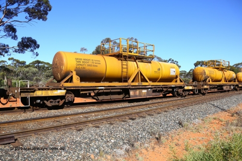 161112 3448
Binduli, loaded Hampton acid train 7406 with AQHY 30012 with sulphuric acid tank CSA 0120, originally built by the WAGR Midland Workshops in 1964/66 as a WF type flat waggon, then in 1997, following several recodes and modifications, was one of seventy five waggons converted to the WQH type to carry CSA sulphuric acid tanks between Hampton/Kalgoorlie and Perth/Kwinana. CSA 0120 was built by VCare Engineering, India for Access Petrotec & Mining Solutions.
Keywords: AQHY-type;AQHY30012;WAGR-Midland-WS;WF-type;WMA-type;WFDY-type;WFDF-type;RFDF-type;WQH-type;