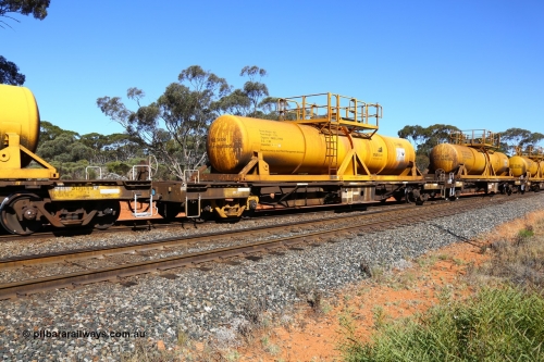 161112 3457
Binduli, loaded Hampton acid train 7406 with AQHY 30078 with sulphuric acid tank CSA 0082, originally built by the WAGR Midland Workshops in 1964/66 as a WF type flat waggon, then in 1997, following several recodes and modifications, was one of seventy five waggons converted to the WQH type to carry CSA sulphuric acid tanks between Hampton/Kalgoorlie and Perth/Kwinana. CSA 0082 was built by Acid Plant Management Services, WA.
Keywords: AQHY-type;AQHY30078;WAGR-Midland-WS;WF-type;WFDY-type;WFDF-type;RFDF-type;WQH-type;