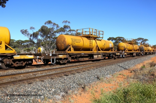 161112 3463
Binduli, loaded Hampton acid train 7406 with AQHY 30006 with sulphuric acid tank CSA 0131, originally built by the WAGR Midland Workshops in 1964/66 as a WF type flat waggon, then in 1997, following several recodes and modifications, was one of seventy five waggons converted to the WQH type to carry CSA sulphuric acid tanks between Hampton/Kalgoorlie and Perth/Kwinana. CSA 0131 was built by VCare Engineering, India for Access Petrotec & Mining Solutions.
Keywords: AQHY-type;AQHY30006;WAGR-Midland-WS;WF-type;WMA-type;WFDY-type;WFDF-type;RFDF-type;WQH-type;