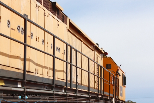 160409 IMG 7052
Parkeston, Aurizon rail grinder MMY type MMY 034, built in the USA by Loram as RG331 ~2004, imported into Australia by Queensland Rail, now Aurizon, in April 2009, detail picture. Peter Donaghy image.
Keywords: Peter-D-Image;MMY-type;MMY034;Loram-USA;RG331;rail-grinder;detail-image;